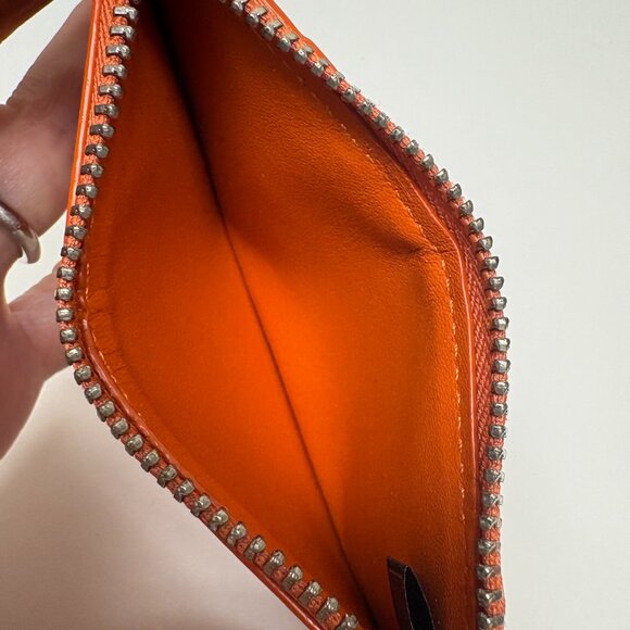 Royce New York Zippered Credit Card Wallet - Orange Leather - Picture 5 of 5